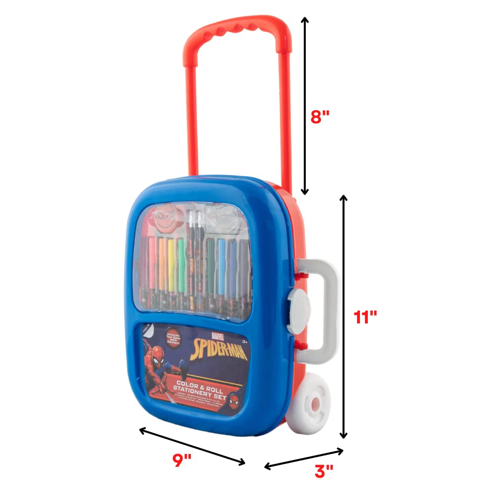 Marvel Spiderman Color and Roll Activity Set with Carrying Case, Stickers, & Art Supplies