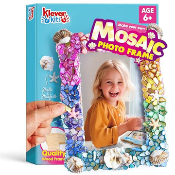 JOVA Klever Kits Mosaic Photo Frame Craft Kit, DIY Crafts for Girls 8-12 6 7 Years Old Girl Gifts Summer Activities, Make Your Own Picture Frame