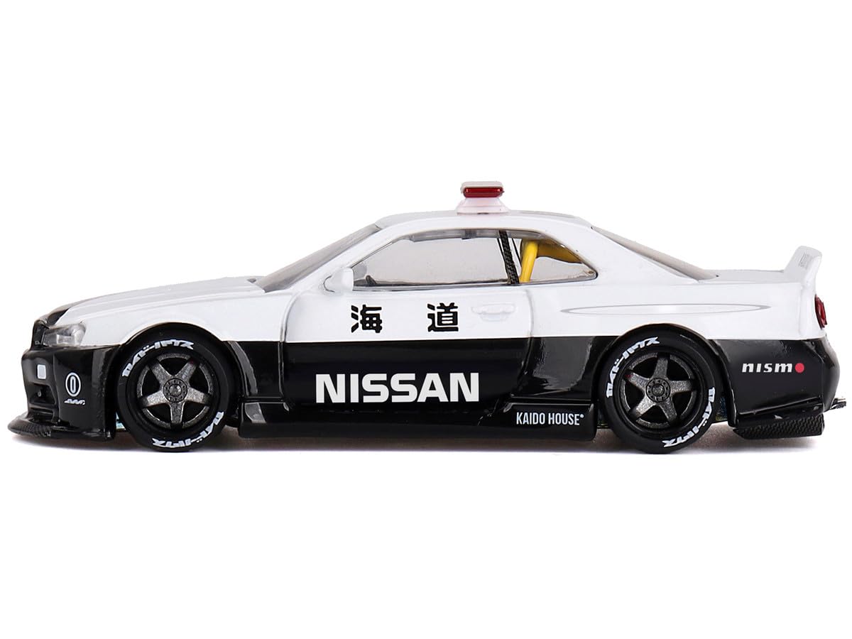 Skyline GT-R (R34) Kaido Works (V2 Aero) RHD (Right Hand Drive) Black and White Japan Police (Designed by Jun Imai) Kaido House Special 1/64 Diecast