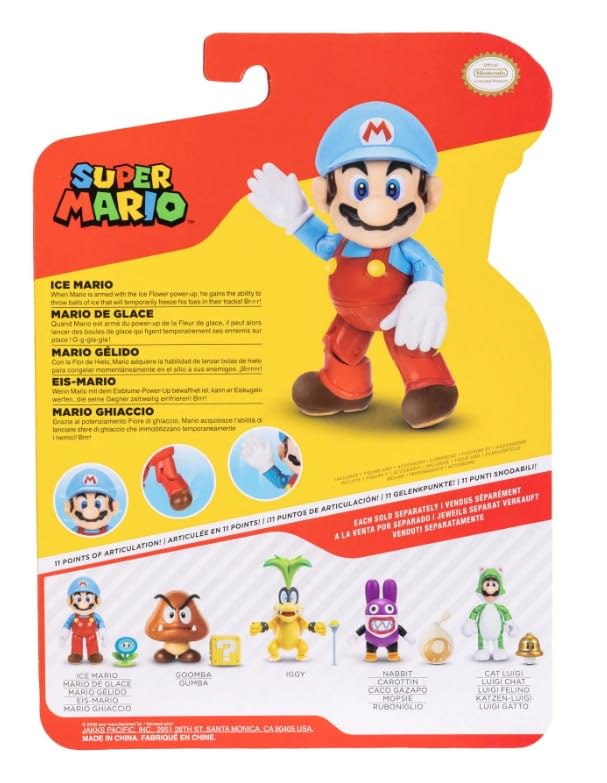 Super Mario Ice Mario 4 Inch Action Figure with Ice Flower