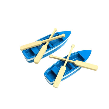 Framendino, 2 Sets Mini Rowboat Tiny Wooden Boat with Oars for Fairy Garden Accessories