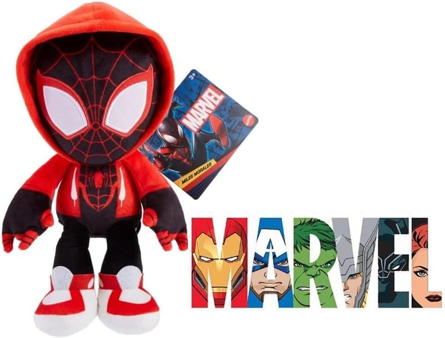Marvel Plush Character Figure, 8-Inch Super Hero Soft Doll, Collectible Gift for Kids & Fans Ages 3 Years Old & Up - with Collectible Sticker (Miles