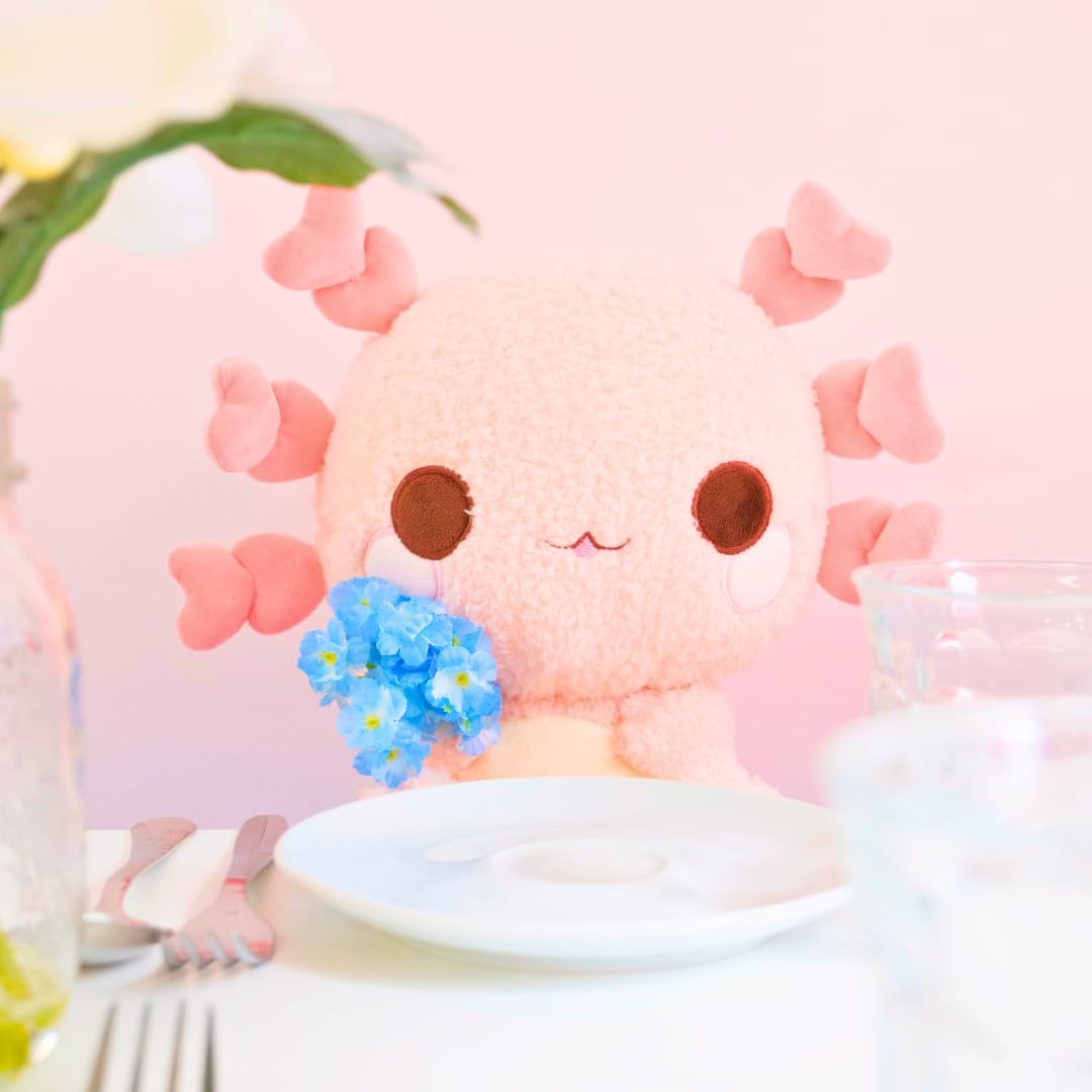 Cuddle Barn PlushGoals - Lottie the Lovely Axolotl Plush | Pink Kawaii Plushy w/Hearts for Girls, Teens, Adults | Cute Chibi Axolotls Toy Plushies