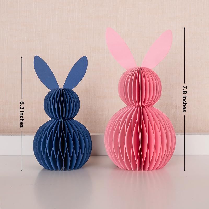 Easter Decorations,5 Pcs Easter Bunnys Honeycomb Table Centerpiece,3D Rabbits for Spring Easter Decors, Garden Party, Egg Hunt Supplies