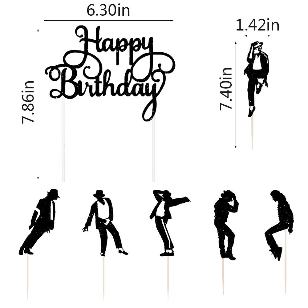 LVEUD Dance King Happy Birthday Cake Topper Forever God Art Dance Theme Birthday Cake Topper Birthday Party Cake Decorations (7pcs)