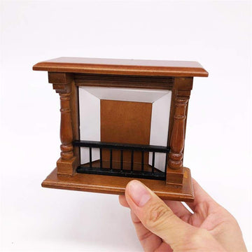 SXFSE Dollhouse Decoration Accessories, 1:12 Dollhouse Miniature Wooden Fireplace (Walnut, 10.6 x 4.4 x 8.8 cm)