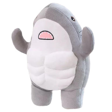 NCAIUNAE Muscle Shark Stuffed Animal - Cute 3D Muscle Shark Pillow Plush Toy?Gifts for Kids - 13.8inches?Grey?