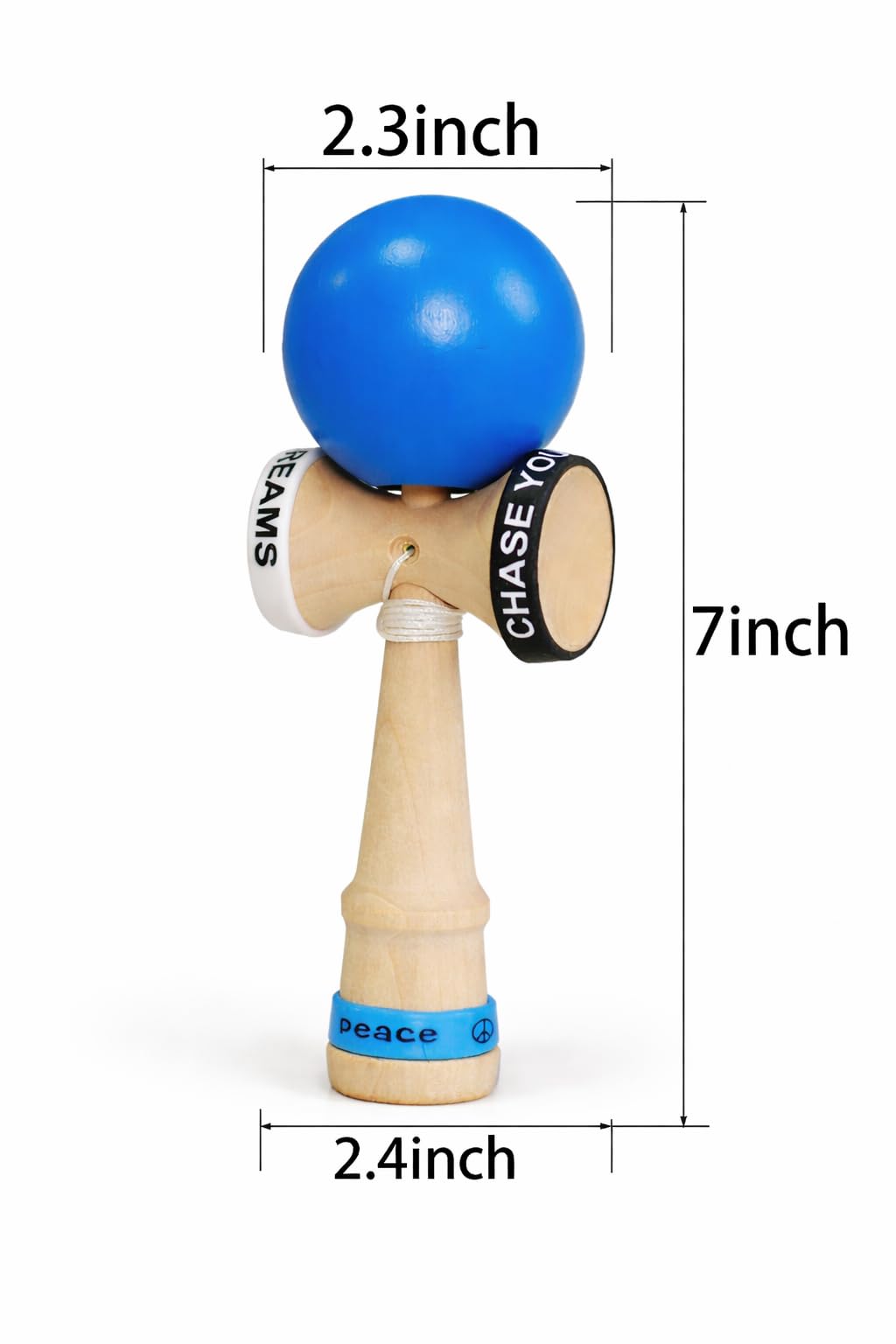 Lanxitown Wooden Kendama Toy Cup and Ball Game Hand Eye Coordination Toys for Beginners Hand Eye Coordination Educational Ball and Cup Game (Blue)