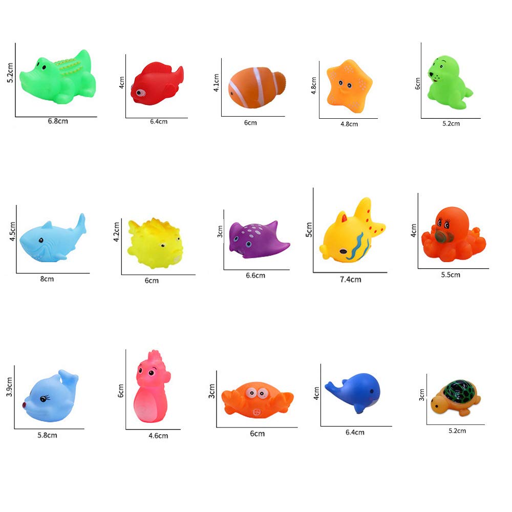UMBWORLD Preschool Bath Toys Rubber Floating Baby Wash Shower Toy for Toddlers Kids Party Decoration15 Pcs (Sea Animal)