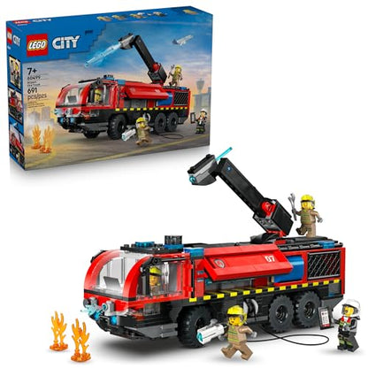 LEGO City Airport Fire Truck Kids Building Toy - Pretend Play Emergency Vehicle for Boys & Girls, Ages 7+ - Fire Engine Toy W/ 4 Firefighter