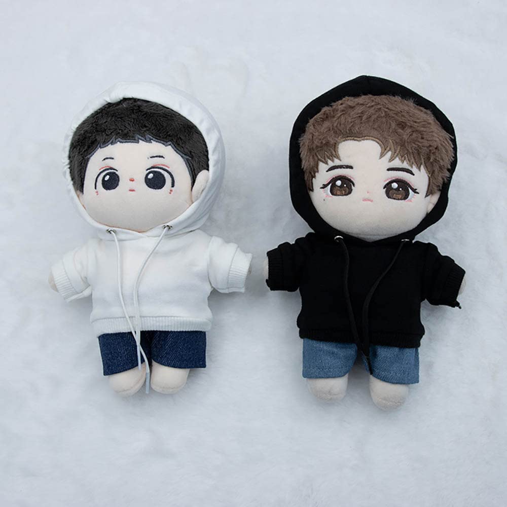 niannyyhouse Loose Solid Hoodie Jeans Glasses Tall Leather Shoes 10cm 15cm 20cm Plush Doll Clothes Soft Stuffed Plush Toy Dress Up Accessories (a9