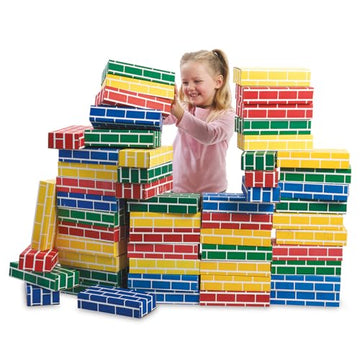 Lillian Vernon Primary Building Bricks - Kids Cardboard Blocks, Each 9" x 4" x 2" (Set of 24)