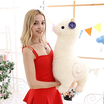 Maomoto Alpaca Plush Toy, 18 Inch Llama Stuffed Animal Large Llamacorn Alpaca Doll Plushie Hug Pillow Soft Fluffy Cushion White Alpaca Soft Toy Plush