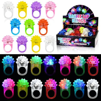 MINGOMINGO 25 Pack LED Light Up Rings Party Favors & Glow Rings for Kids