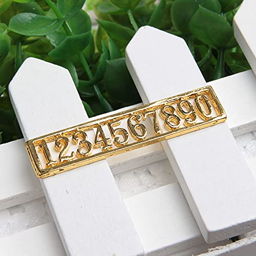 Acxico 1Pcs Mini House Miniature 1:12 Scale Set of Gold Colour Door Numbers 0-9