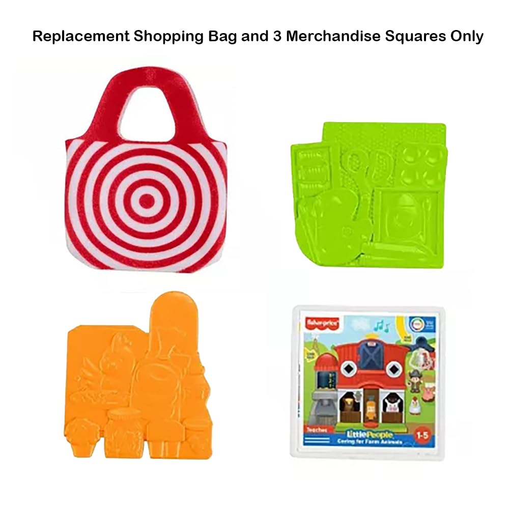 Fisher-Price Replacement Part for Collectible Little People Target Run Dollhouse Playset HXX97 - Replacement Red and White Shopping Bag and 3