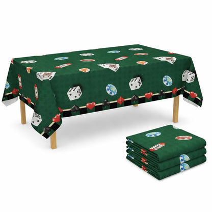 Oojami Poker Party Tablecloths 4 Pack - 54" x 108" Casino Theme Plastic Table Covers for Birthday, Casino Night, Vegas Theme Party Decorations