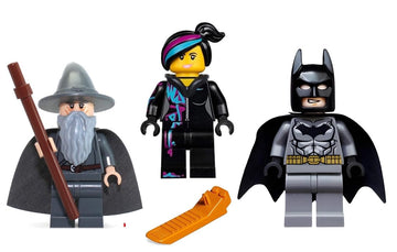 Lego's The Lord of The Rings: Gandalf The Grey Mini Figure/Super Heroes Batman Minifigure Dark Gray Gold Belt/Wyldstyle with Hoodie Down + Bonus: 1