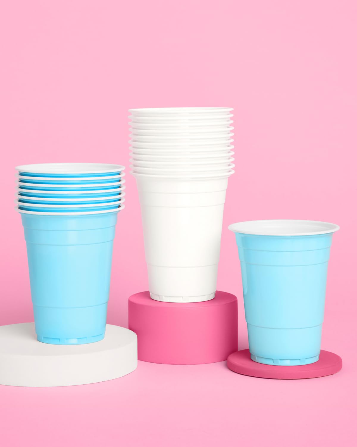 xo, Fetti 50pk Blue White Plastic Cups 16 oz | Party Drinkware Decor