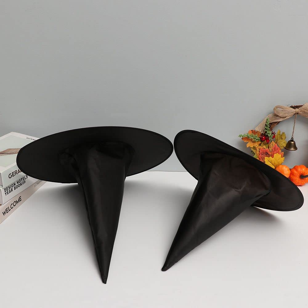 LKQBBSZ 3 Pack Black Wizard Hats Hanging, Halloween Black Witch Hat Witch Cap Costume Accessory for Halloween Christmas Party