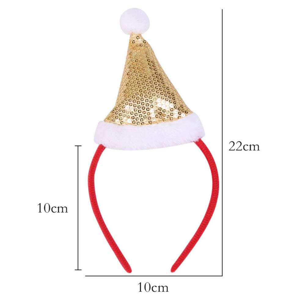 Amosfun Santa Hat Headband Christmas Headband with Mini Sequins Hat Novelty Hair Band for Xmas Holiday Party Supplies 4pcs