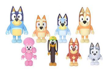 Bluey Family and Friends Figure 8-Pack: Articulated 2.5 Inch Action Figures; Bluey, Bingo, Bandit (Dad), Chilli (Mum), Coco, Snickers, Rusty