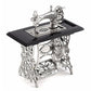 EatingBiting 1/12 1:12 Scale mini House Miniatures Furniture Vintage Silver Sewing Machine Table Metal, Sewing Machine Pedal Can Move, Worth