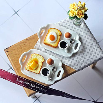 SXFSE Dollhouse Decoration Accessories, 1:12 Dollhouse Miniature Scene Model Breakfast Butter Bread Coffee Egg Set