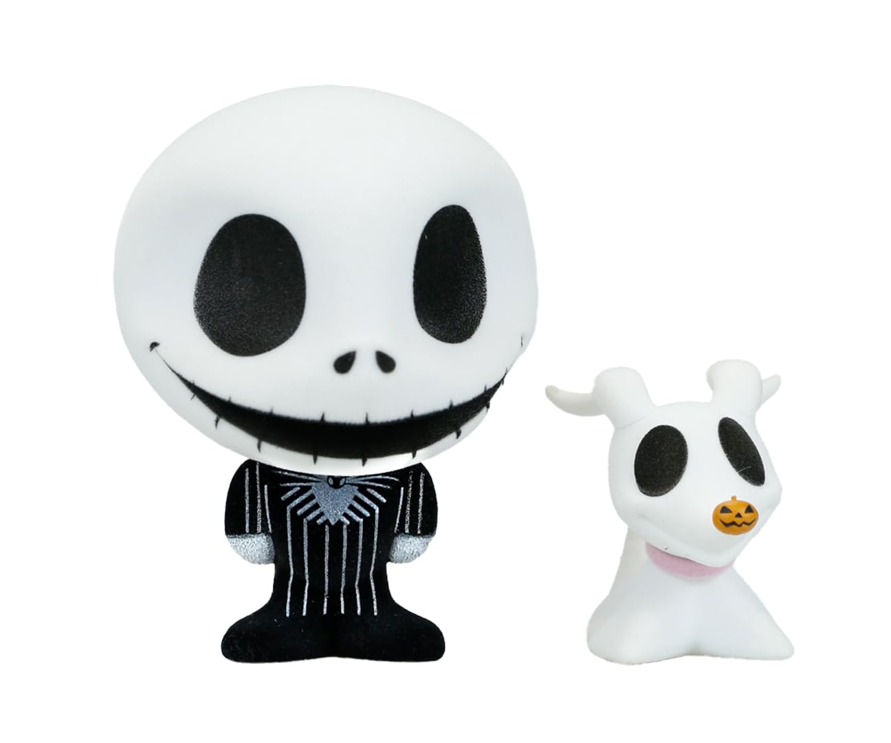 Collectible Disney: Nightmare Before Christmas Jack with Zero Flocked 4” Bhunny Stylized PVC Figure