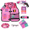 Girls Pink Tactical Vest Set with Gun for Nerf Rebelle and N-Strike Elite Series with 30 Refill Darts, Quick Reload Clip, Wrist Ammo Holder, Safety