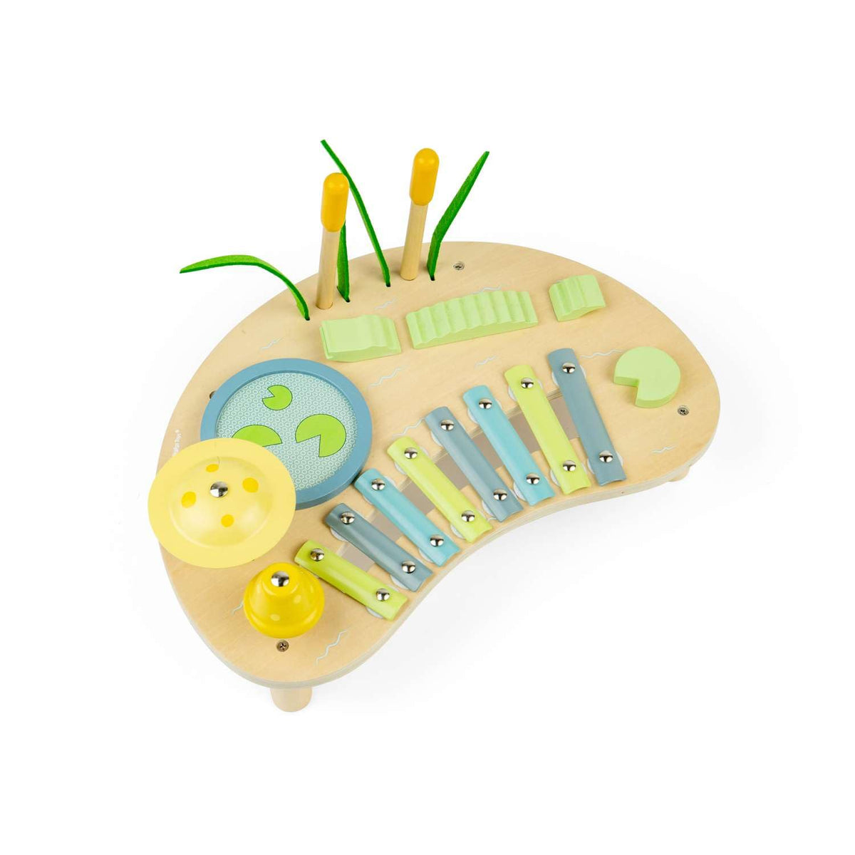 Bigjigs Toys Jungle Music Bench - All in 1 Wooden Musical Set for Toddlers and Kids, Percussion Sets, Instruments & Accessories, Gifts for Kids, Ages
