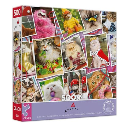 Ceaco - Cranky Kitties Collage - 500 Piece Jigsaw Puzzle for Adults