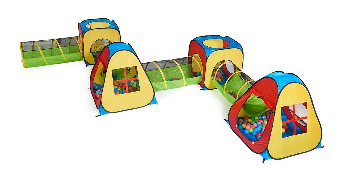 UTEX 8 in 1 Pop Up Kids Play Tent with 4 Tunnel, Indoor/Outdoor Playhouse