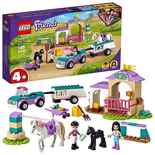 LEGO Friends Horse Training and Trailer Building Set 41441 with Stables, Car, Horse Toy, and Foal Figure, Great Gift Idea for Girls and Boys 4 Plus