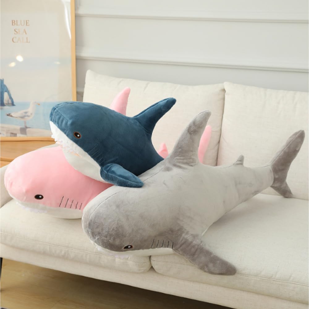 OPHRBU Shark Plushies Pillow Large, Plush Shark Toy Pillow, Comfortable Sleep Pillow Back Cushion, Kids Room Decoration, Bedtime Gift for Boys