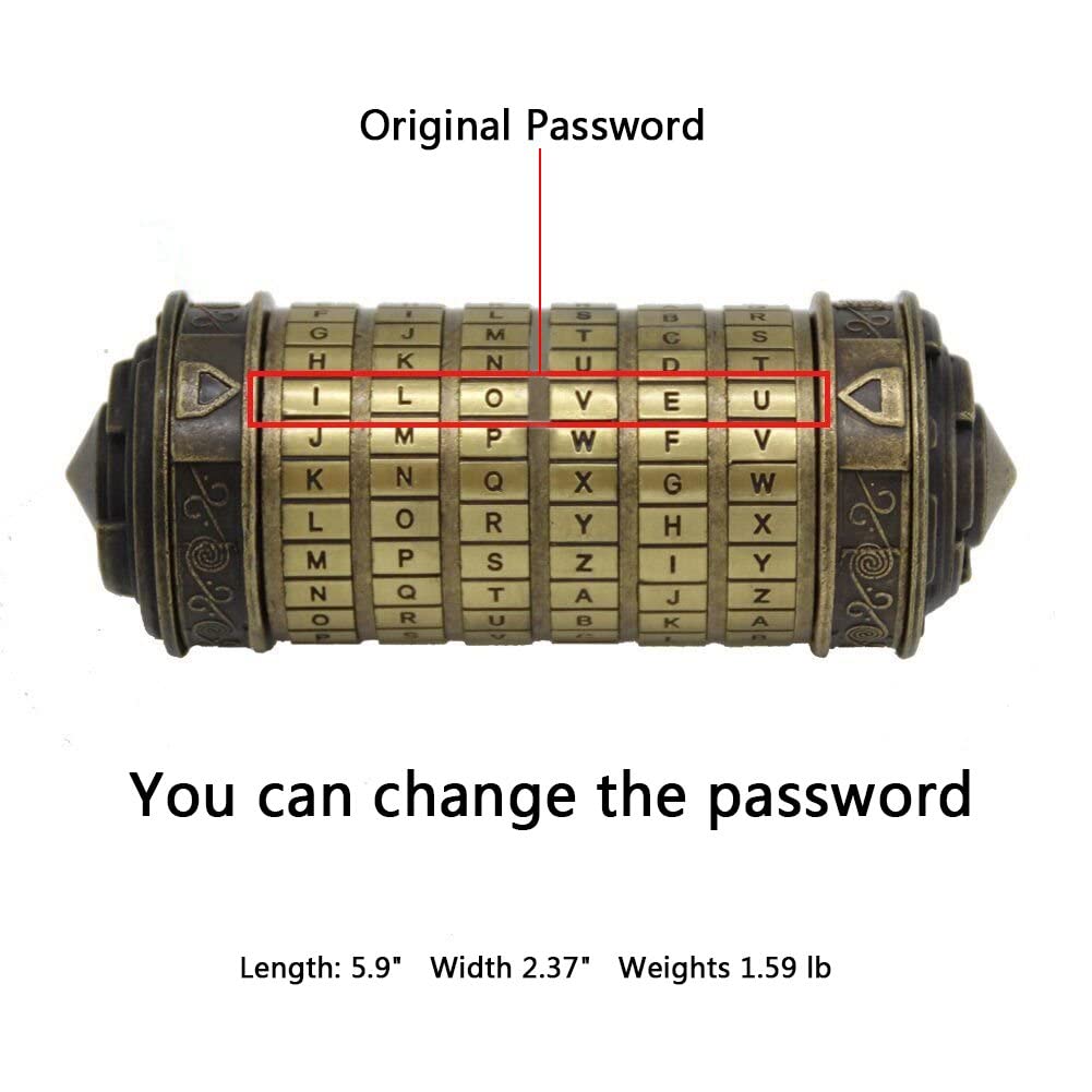 yofit Da Vinci Code Mini Cryptex Lock Puzzle Box - Valentine's Day Gift with Hidden Compartments for Notes, Jewelry, Rings & Money, Romantic