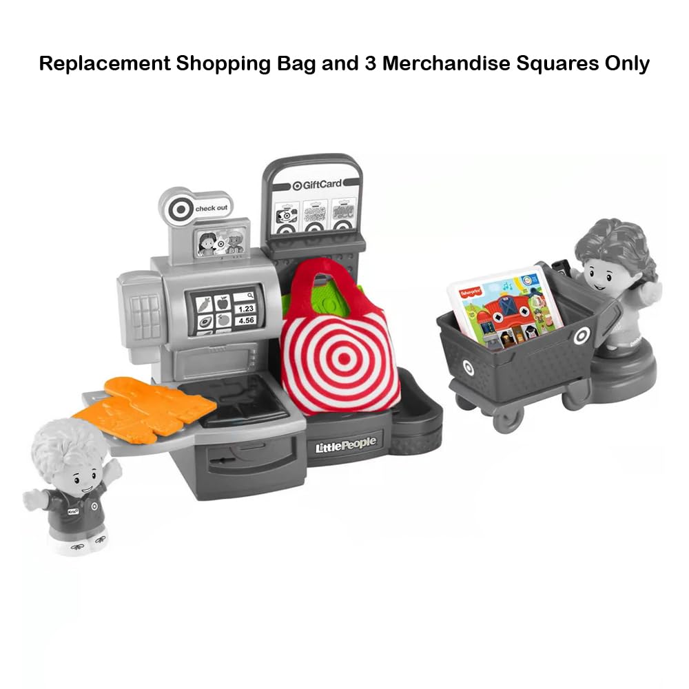 Fisher-Price Replacement Part for Collectible Little People Target Run Dollhouse Playset HXX97 - Replacement Red and White Shopping Bag and 3