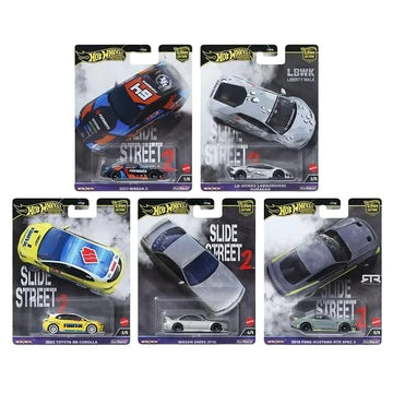 Hot Wheels 2024 Car Culture Slide Street 2 - 5-Pack (FPY86-959H) | Nissan Z, Lamborghini Huracán, GR Corolla, 240SX, Mustang RTR | 1:64 Die-Cast
