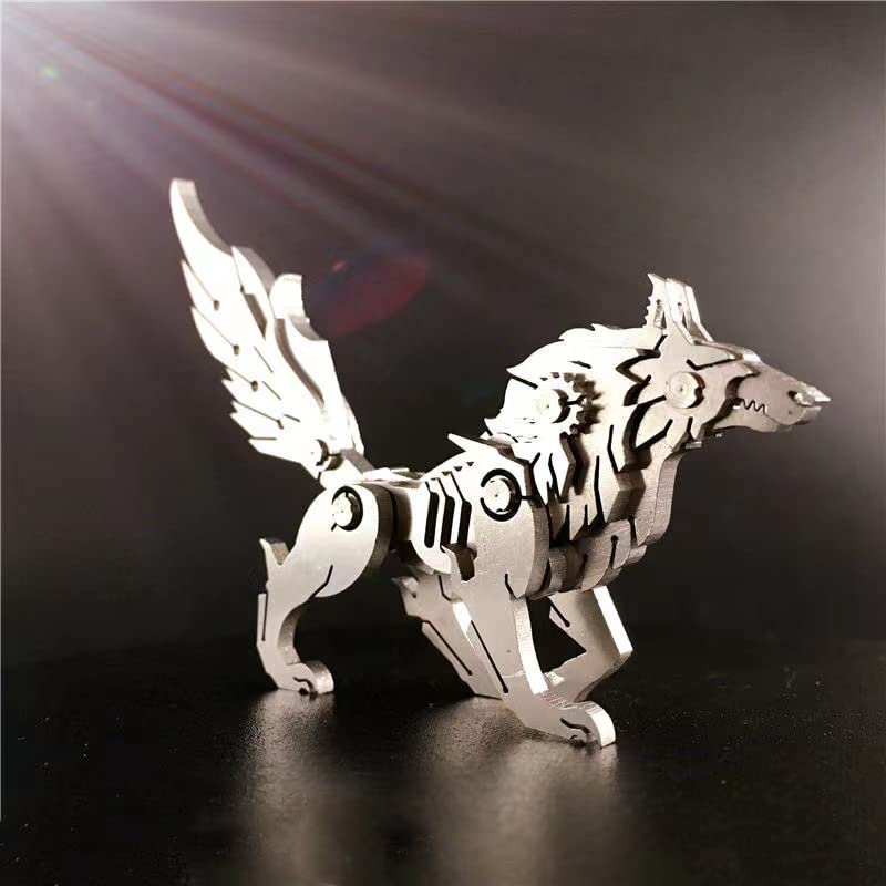 3D Metal Model Kits, Mechanical Wolf 3D Metal Puzzle,Steel Animal Series DIY Brain Teasers Simple 3D Puzzles Home Decor Art Craft Gifts Toys for Adult