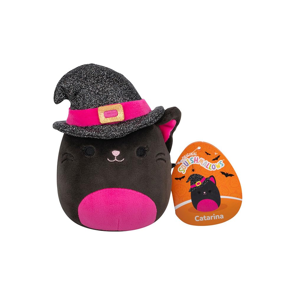 Squishmallows 7.5" Catarina the Black Hat with Witch Cat Halloween Plush