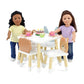 Emily Rose 18 Inch Doll Furniture Kitchen Table & 4 Animal Chairs Set - Rabbit Bear Puppy Kitten Theme, Easy Assembly Wooden 18" Doll Dining Set from