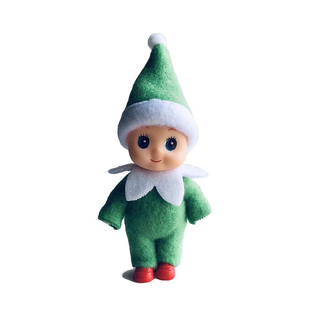 WULEEUPER Tiny Baby Elf Doll | Christmas Miniature Elf Decoration | Newborn Gift | Baby Grow Dolls with Feet and Shoes (Green)