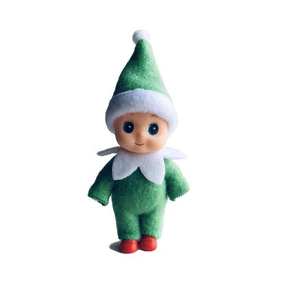 WULEEUPER Tiny Baby Elf Doll | Christmas Miniature Elf Decoration | Newborn Gift | Baby Grow Dolls with Feet and Shoes (Green)