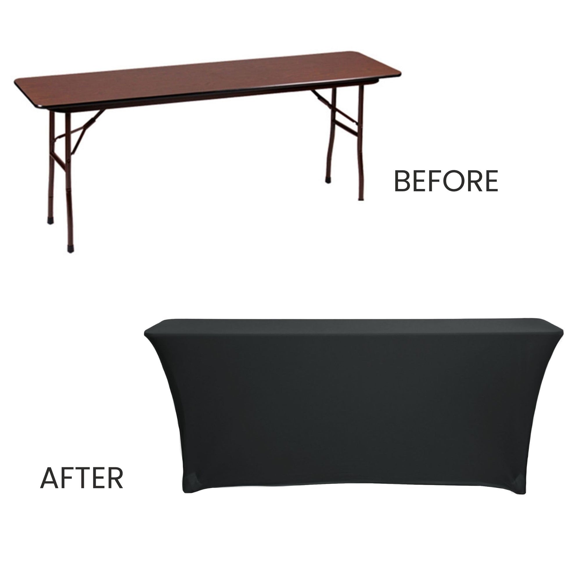 YOUR CHAIR COVERS - Spandex 6 Ft x 18 Inches, Narrow Classroom Standard Rectangular Training Stretch Tablecloth - Black