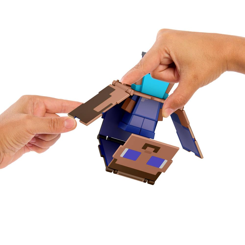 Mattel Minecraft Flippin’ Figs Figures with 2-in-1 Fidget Play, 3.75-inch Scale Toy with Large Head & Pixelated Design