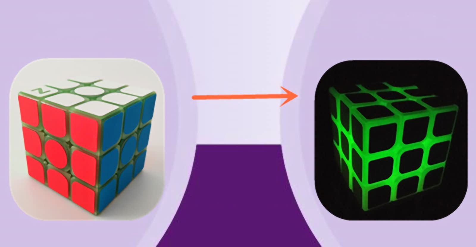 AMAZA 3x3 Fluorescent Speed Cube, Green Luminous, Plastic, Puzzle, 1 Set, 1 Piece, 1 Count, Adult