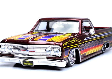 1965 El Camino Lowrider Candy Red Metallic with Graphics Lowriders Series 1/25 Diecast Model Car 32543CRD