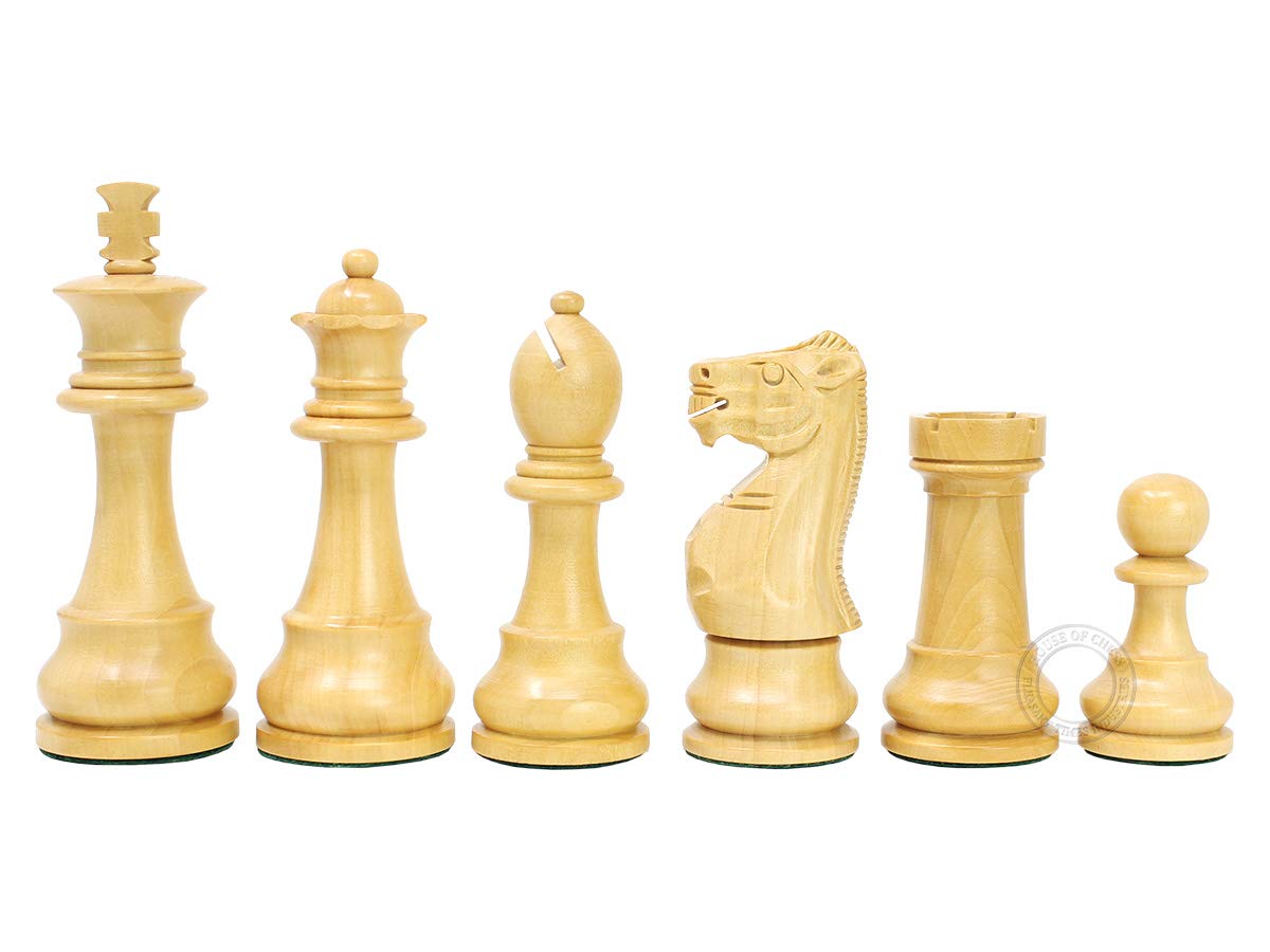 House of Chess - Tournament Chess Set Pieces - Unique Staunton Golden Acacia Wood/Boxwood - King Height: 3.75" (95 mm) - 2 Extra Queens - Weighted