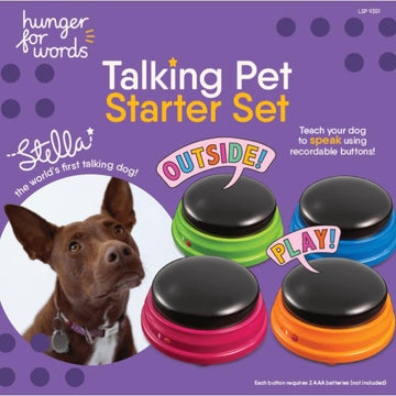 Hunger for Words Talking Pet Starter Set - Dog Buttons for Communication, Dog Training Tools, Recordable Button with Sound, Puppy Training Tools