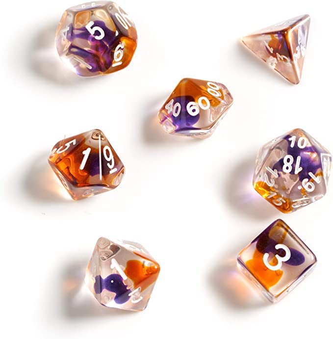 Sirius a Dice Purple, Orange Clear Dice Set